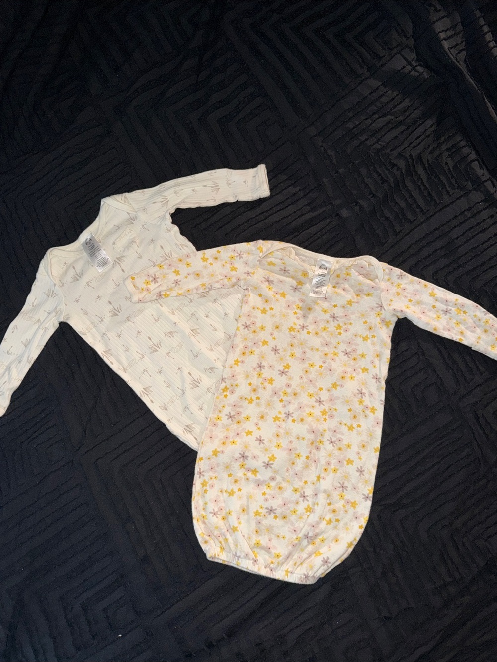 Gerber Yellow Floral & Cream Stripe Baby Gowns Set